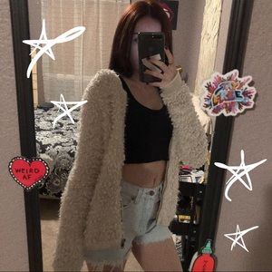 Cream fuzzy jacket